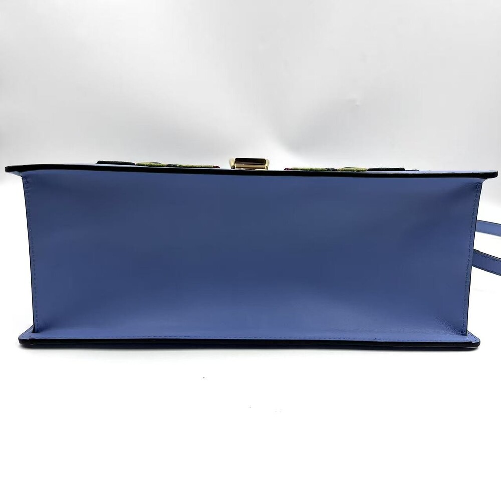 Hj Gucci Blue Clutch Bag Flowers Gg #236197G10B - Picture 5 of 13